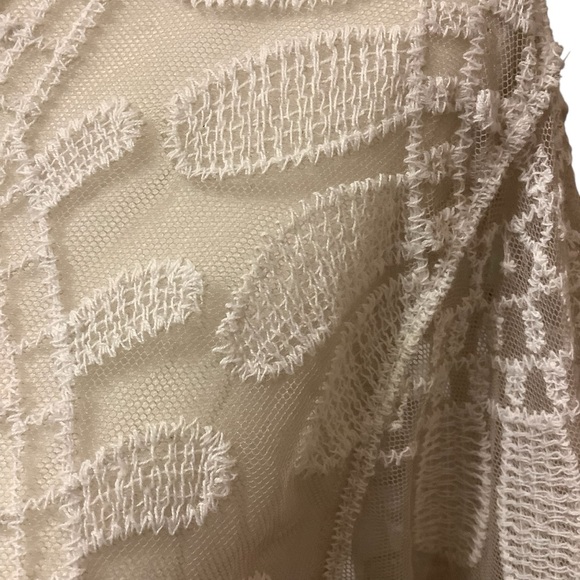 REBELLION CREAM/ WHITE LACE EMBROIDERED COTTON BLEND CARDIGAN/ Size L - Picture 7 of 12